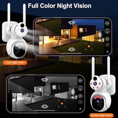 Dual Lens Solar Security Camera Wireless Outdoor, ICIGIWOX 2K WiFi Solar Outdoor Cameras for Home Security with Color Night Vision, PIR Human Detection, 2-Way Talk, Siren Alarm, IP66, SD/Cloud Storage 6