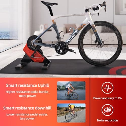 ThinkRider X2 Smart Bike Trainer Cycle Trainer Bicycle Direct Drive Trainer, Quiet Portable Design for Indoor Driving, Simulates 18% Slope, ANT + & BLE Compatible, Reddish black 8