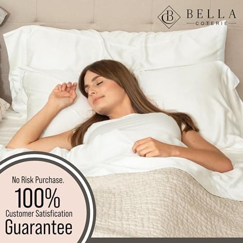 Bella Coterie Luxury Bamboo Viscose King Size Fitted Sheet | 100% Organically Grown | Ultra Soft | Cooling for Hot Sleepers | 18" Deep Pocket [Ivory] 5