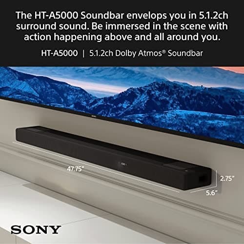 Sony HT-A5000 5.1.2ch Dolby Atmos Sound Bar Surround Sound Home Theater with DTS:X and 360 Spatial Sound Mapping, works with Alexa and Google Assistant,Black 20