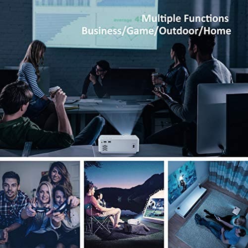 PONER SAUND Projector,2024 Upgraded Mini Projector 1080P Support Home Theater Video Projector,Compatible with USB VGA AV SD HDMI Smartphone PC Laptop PS3 PS4 6