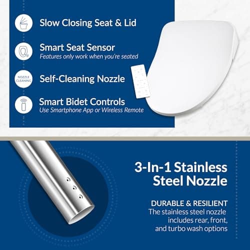 Bio Bidet BB1200 Elongated Smart Bidet, Warm Water Wash, Heated Seat & Dryer, App & Remote Control 6