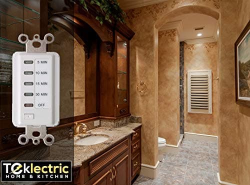 Auto Shut Off Timer for Bathroom Fan: 30-15-10-5 Minute Preset Countdown (White) by Teklectric 4