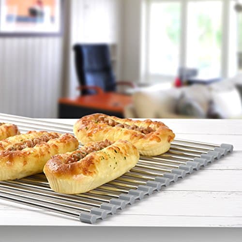 Hhyn Roll-Up Sink Drying Rack 17.7"(L) x 13.8"(W) - Multipurpose Heat Resistant Over The Stainless Steel & Silicone Dish Rollable Kitchen Drainer, Gray 6