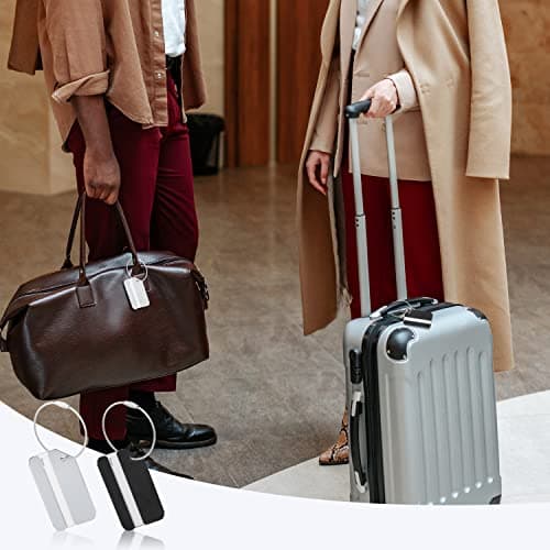 4pcs Aluminium Metal Luggage Tags, Travel ID Bag Tag Suitcases Tags Identifiers Baggage Address Tags for Preventing losing Luggage Suitcase Travel Bags (Black; Silver) 7