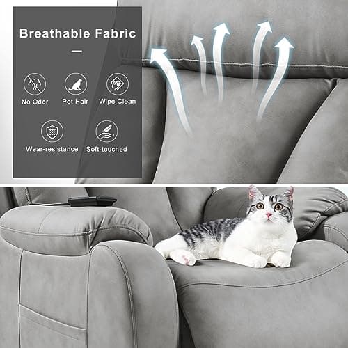 cinkehome Small Power Lift Recliner for Elderly, Lift Chair Recliners, Electric Recliner Chairs for Seniors, Remote Control, Adjustable, Side Pocket (Light Grey) 5