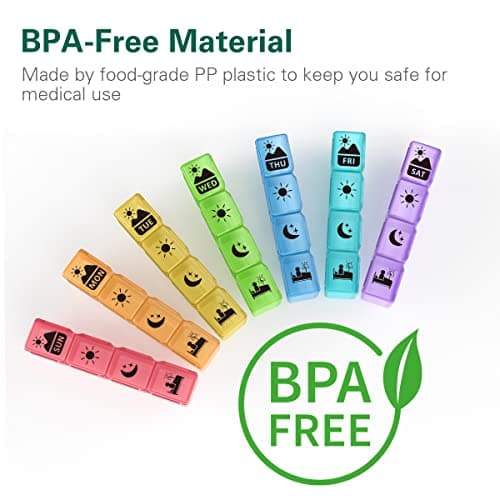 Extra Large Weekly Pill Organizer 4 Times a Day, Fullicon XXL Large Pill Box, 7 Day Medicine Organizer, Black Pill case for Vitamin/Fish Oil/Supplements 5