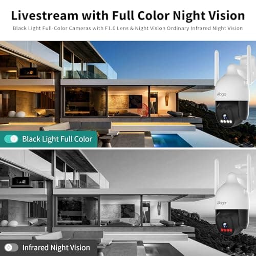 Alaga Outdoor Security Camera,Black Light Full Color Night Vision,360° Detailed Coverage,5G and 2.4G WiFi,AI Motion Tracking,F1.0 Lens,Weatherproof,2-Way Audio,7/24 Record,Cloud and Local Storage 6