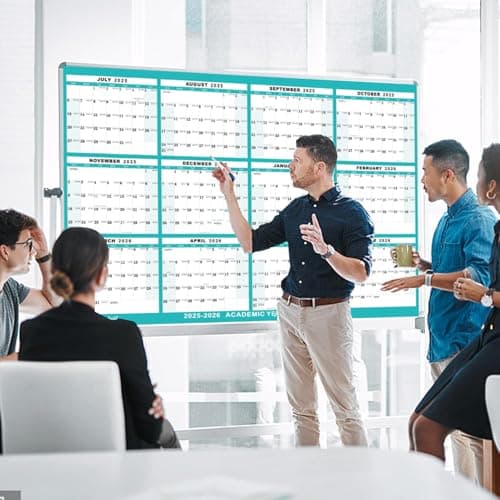 24"x36" Academic Wall Calendar 2025-2026, JUL 2025 - JUN 2026 12 Months Large Calendar, Erasable, Wet & Dry Erase Laminated, Vertical/Horizontal Reversible, Yearly Wall Planner with Julian Dates 6