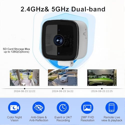 SakerPlus Smart 2K Window Security Camera, 32-Inch 3MP Ultra HD Indoor/Outdoor Camera with Enhanced Color Night Vision, 24/7 Recording, Smart Motion Alerts, Easy Peel & Stick Setup (with 64G TF Card) 7