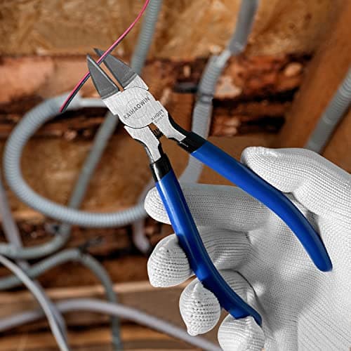 Wire Cutters 2 Pack KAIHAOWIN 6 Inch Wire Cutters Set Spring Loaded Wire Snips Diagonal Cutting Pliers Dikes Precision Wire Clippers Small Flush Cutter for Cutting Wires,Electronics,Cables,Jewelry,DIY 8