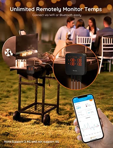 Govee WiFi Meat Thermometer with 4 Probe, Smart Wireless Meat Thermometer with Unlimited Range App Notification Alert, Digital Rechargeable Bluetooth Food Thermometer for Smoker BBQ Grill Oven Kitchen 5