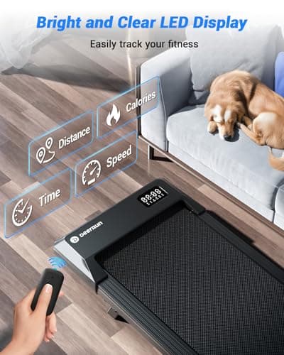 DeerRun Under Desk Walking Pad Treadmill for Home Office & Small Spaces, 6% Manual Incline, 0.6–3.8 MPH Walking Speed, 2.5 HP, 300 lb Capacity, App & Remote Control 6