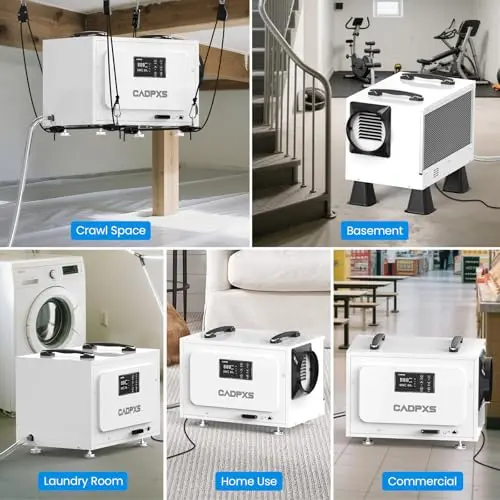 CADPXS Crawl Space Dehumidifier, 125 Pints Commercial Dehumidifiers with Drain Hose, Dehumidifier for Crawlspace, Basements & Water Damage Use, Auto Defrost & Memory Restart, cETL Listed 7