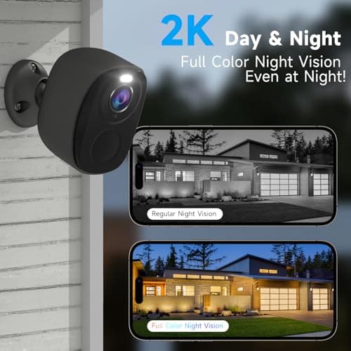 4PCs 2K Security Camera Wireless Outdoor, Surveillance Indoor Home Camera, Battery Powered WiFi Security Cameras with Color Night Vision, AI Motion Detection, 2-Way Audio, IP65, SD/Cloud, Works Alexa 3