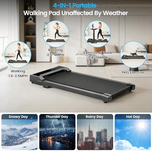Walking Pad Treadmill for Home - Under Desk Walk Pads with Remote Control Mini Running Portable Electric Machine Adjustable Slim Compact with 0.6-4.0MPH Max up 220 Lbs Modes for Office Small Spaces 5