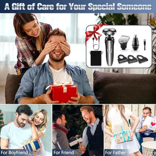 Electric Razor for Men, Men's Rotary Shavers, Waterproof,Wet and Dry Rechargeable Electric Shaver for Men's Faces with a Cordless and Floating Head, Portable Travel Razor,an Ideal Gift for Men 7