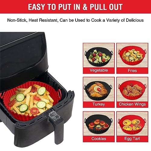 Silicone Liners for Ninja Air Fryer AF101/161/150, Compatible with COSORI/Gourmia/PowerXL/Instant Essentials/Fabuletta/Chefman/Dreo/Ultrean Air Fryer 3-5QT 5