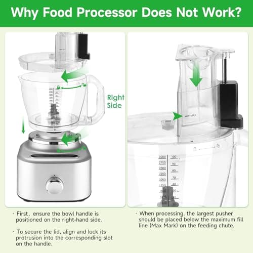 Homtone 16 Cup Food Processor, Large 11-in-1 Heavy Duty Food Processors and Blender Combo- 5 Preset Modes for Chopping,Shredding, Slicing, Kneading, Blending, Stepless Speed Control, 650W, Silver 7