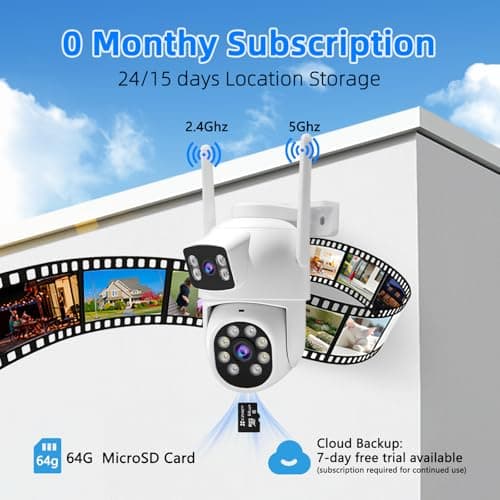 GUDFIDELIO Dual-Lens Wireless Security Camera Outdoor, 2K HD 6MP View, Indoor WiFi Connection, Smart Night Vision, Ai Motion Detection and Tracking, Light and Siren Alarm, 64G SD Card (Included) 5