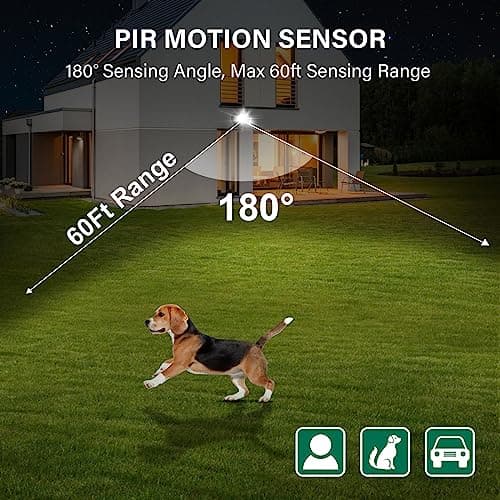 2 Pack Motion Sensor, 180-Degree Replacement Motion Detector, Adjustable Time & Detection Sensitiity Up to 60 Feet Range, 3 Working Modes Pir Motion Sensor for Security Floodlight, White, UL Listed 5