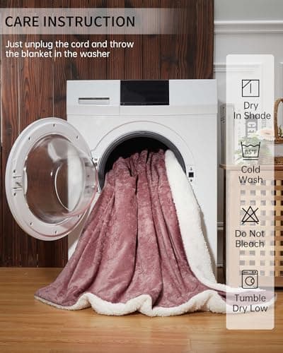 GarveeHome King Size Electric Blanket with Dual Control, Pink Heated Blanket King, Velvet Soft Cozy Heating Blankets, 4 Heat Settings & 10H Auto Off, Machine Washable, ETL Certified, 90" x 100" 9