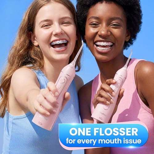 Oralfree Water flosser Teeth Picks - Dental Braces Cordless Oral Irrigator Portable Rechargeable Travel Irrigation Cleaner IPX7 Waterproof Electric Professional Flossing Teeth Cleaning for Home 7