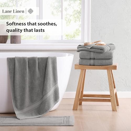 Lane Linen 100% Cotton Bath Sheets Set of 4 (35"x66") - Zero Twist Cotton Extra Large Bath Towels Sets - Quick Dry, Soft & Absorbent Oversized Grey Towels Set - Pre Shrunk, Fade Resistant - Space Grey 5