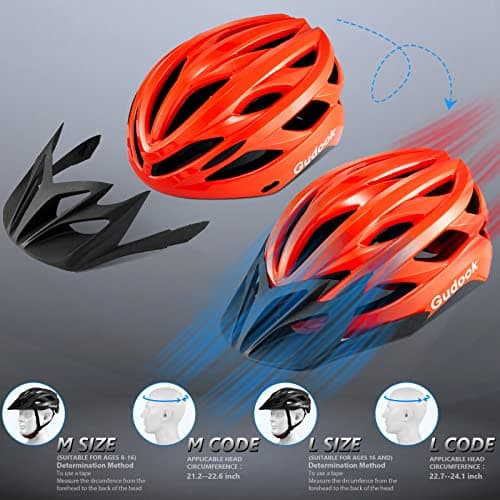 Gudook Bike Helmets for Men - Women Bicycle Helmet Adult - Certified Lightweight Comfort Adjustable Cycling Helmet with Detachable Visor for Mountain Road Biker 6