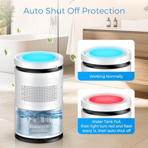 SEAVON 800 Sq.ft Dehumidifiers for Home, 85OZ Larger Water Tank, Quiet Dehumidifier for Bedroom, Bathroom, Basement, RV with 7 Colors Light, Auto Shut Off, 2 Working Modes, Portable Dehumidifier 6