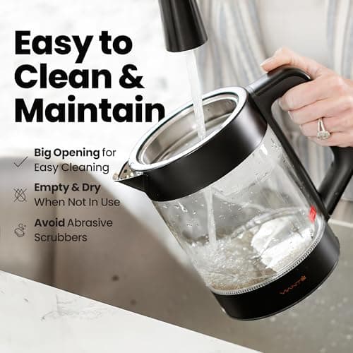 Vianté Electric Kettle With Infuser. No Plastic In Contact With Water. Hot Tea Maker With Temperature Control And Automatic Shut Off 1.5 Liters Capacity | Black Color 9