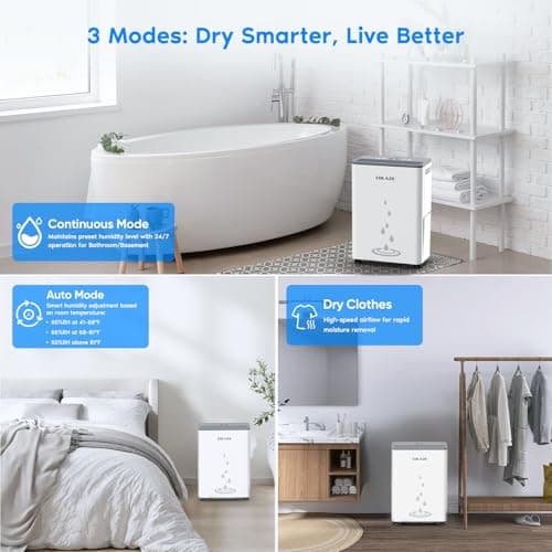 COLAZE 50 Pint Dehumidifier, Dehumidifier for Basement with Drain Hose, Dehumidifiers for Home up to 4,500 Sq. Ft, Ideal for Bedroom, Bathroom & Large Rooms, Smart Control, 24H-Timer & Auto Defrost 5
