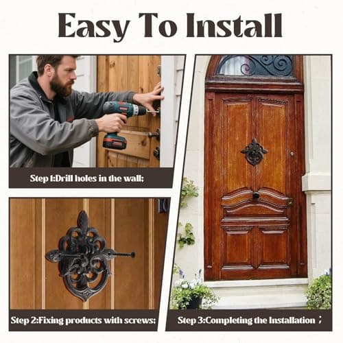 Bolifish Black Antique Front Door Knocker, Gothic Cast Iron Petal Leaf Door Handle Decoration Outdoor、Home Garden and Farmhouse (1 Pack) 4