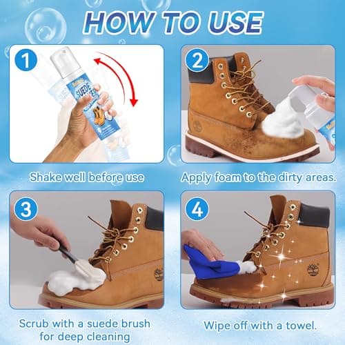 Mallbaola Suede Cleaner, Suede Shoe Cleaner with Brush, Shoe Cleaner Sneaker Cleaner for Knit Boots Leather Canvas Suede Nubuck Cleaner (White) 5