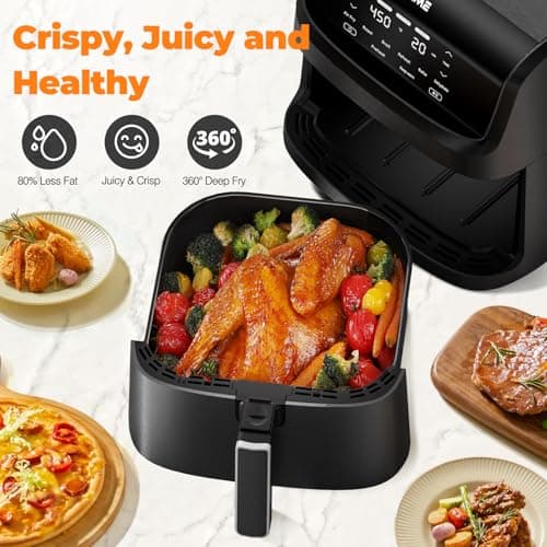 DEIME Air Fryer 7.2 QT 1700W Oilless Oven Healthy Cooker Air Fryers Large Capacity with 8 Presets, LCD Touch Screen, Customerizable Cooking, Non-Stick Basket (Black) 7