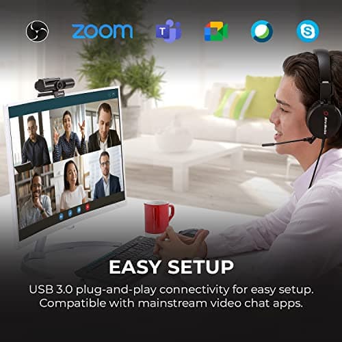 AVerMedia Live Streamer CAM 513-4K 30 fps UHD, Ultra Wide Angle Webcam with Fixed-Focus Glass Lens, for Indoor Lighting, Works with OBS, Zoom, Black 6