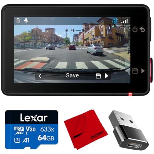 Garmin Dash Cam X310 4K UHD Touchscreen, 140-degree FOV, Clarity Polarizer 010-02860-00 Bundle with Lexar 64GB Memory Card, Deco Essential Converter Adapter and Microfiber Cleaning Cloth