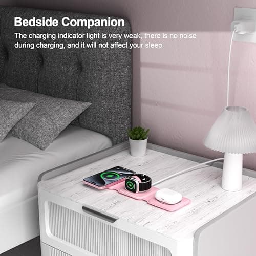 UCOMX 3 in 1 Charging Station for Multple Devices,Foldable 3 in 1 Wireless Charger for Travel,Nano Wireless Charging Station for iPhone16 15 14 13 12 Pro Max/Watch 10 9 8 7 6 5 4 3 Ultra/AirPod Pro 6
