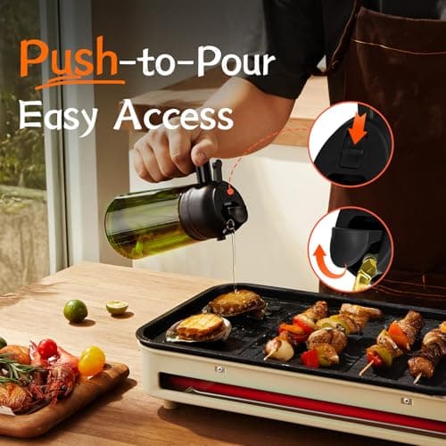 TrendPlain - Original 16oz/470ml Olive Oil Dispenser Bottle for Kitchen Gadgets and Air Fryer Accessories - Olive Oil Sprayer for Cooking w/Stickers - Black 5