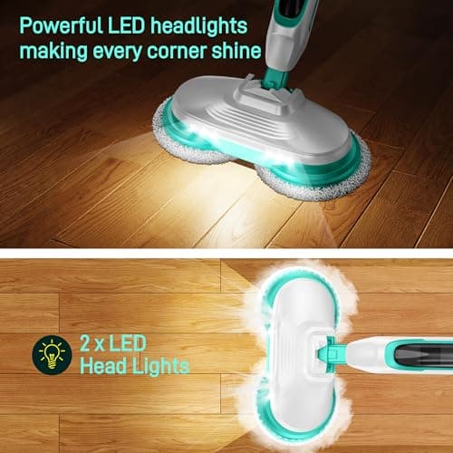 Angtra Scrubbing Steam Mop with Rotating Mop Pads, All-in-One Hard Floor Cleaner with LED Headlights 5