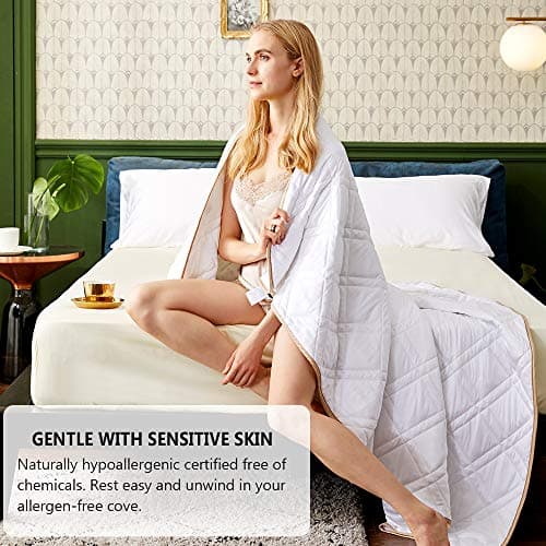 Dornroscn Cooling Weighted Blanket with Premium Glass Beads Bamboo-Derived Rayon Heavy Blanket| 15 lbs | 88"x104" Queen Size | Big Blanket Fits King or Over Sized Bed | White 5