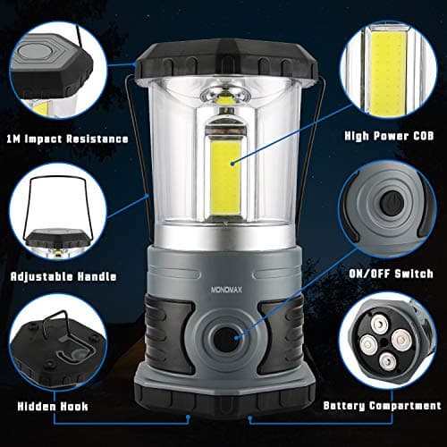innofox LED Camping Lantern, 1500 LM Lanterns for Power Outages with 4 D Batteries Included, Battery Powered Lantern Flashlight with 4 Light Modes, Weatherproof Tent Light for Storms and Hurricanes 5