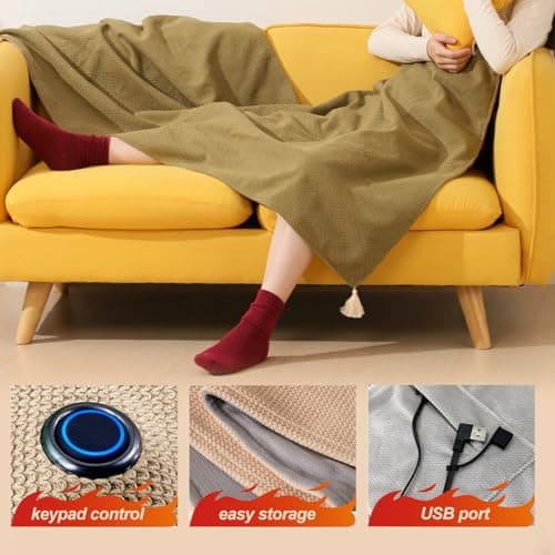 Portable Heated Shawl, 2026 New Portable Heated Blanket Shawl Wraps for Women, Cordless Heated Blanket with 3 Heating Levels for Home Camping Travel (Red) 6