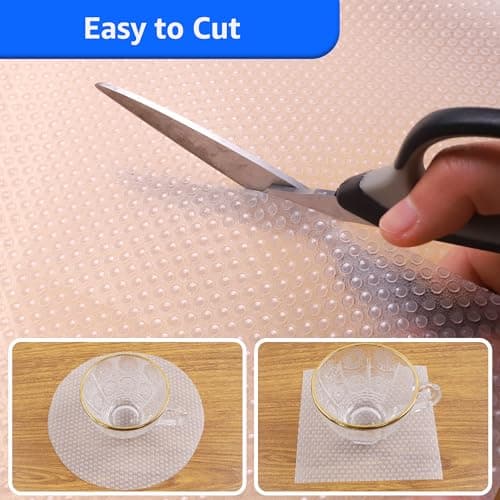 PABUSIOR Clear Cabinet Shelf Liner: Waterproof Bathroom Drawer Mat 17.7 x 96 Inch - Protector Kitchen Cupboard Liners for Closet Pantry Shelves - Easy to Cut Translucent Refrigerator Mats 7