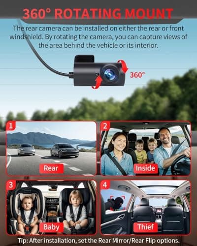 Faninso Dash Cam Front and Rear, 4K Full HD Dual Dash Camera for Cars, Built-in Memory Card Monitoring, 64GB Card, 5G WiFi GPS, Car Camera with 3" IPS Screen, 2160P Night Vision, 24H Parking Monitor 7