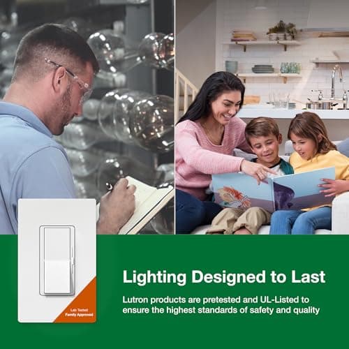 Lutron Diva LED+ Dimmer Light Switch for Dimmable LED, Halogen, and Incandescent Bulbs, 150 Watt, Single-Pole or 3-Way, DVCL-153P-WH, White 7