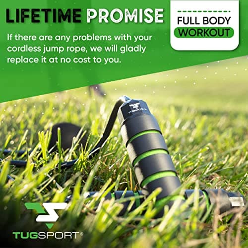 TugSport Bod Ropes Cordless Jump Rope Beachbody MBF - Adjustable Length Ropeless Jump Rope For Beachbody - Emulate Weighted Jumprope Indoors - Cordless Jumping Rope Great For Improving Fitness In Small Spaces 6