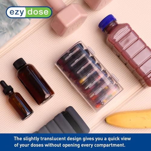 EZY DOSE Weekly (7-Day) Daily Individual AM/PM Pill Organizer with Case, Portable Medication Dispenser, Travel-Friendly Durable Pill Container, 2X Day Compartments for Vitamins and Supplements, Pink 6