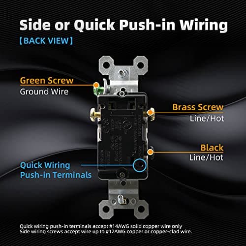 ELEGRP 3 Way Toggle Light Switch, 15 Amp, 120 V, Toggle Framed AC Quiet, in Wall On/Off Switch Replacement, Self-Grounding, Residential and Commercial Grade, UL Listed (10 Pack, Glossy White) 6