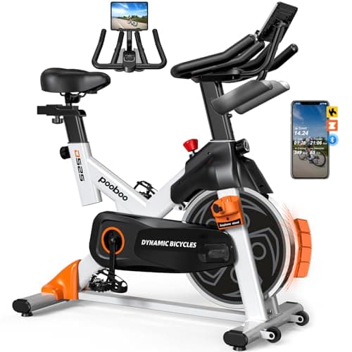pooboo Exercise Bike, Adjustable Magnetic Resistance Silent Belt Drive, Indoor Cycling Bike for Home Cardio Gym, Fitness Stationary Bike Machine with 350lbs Weight Capacity, Monitor & Tablet Holder